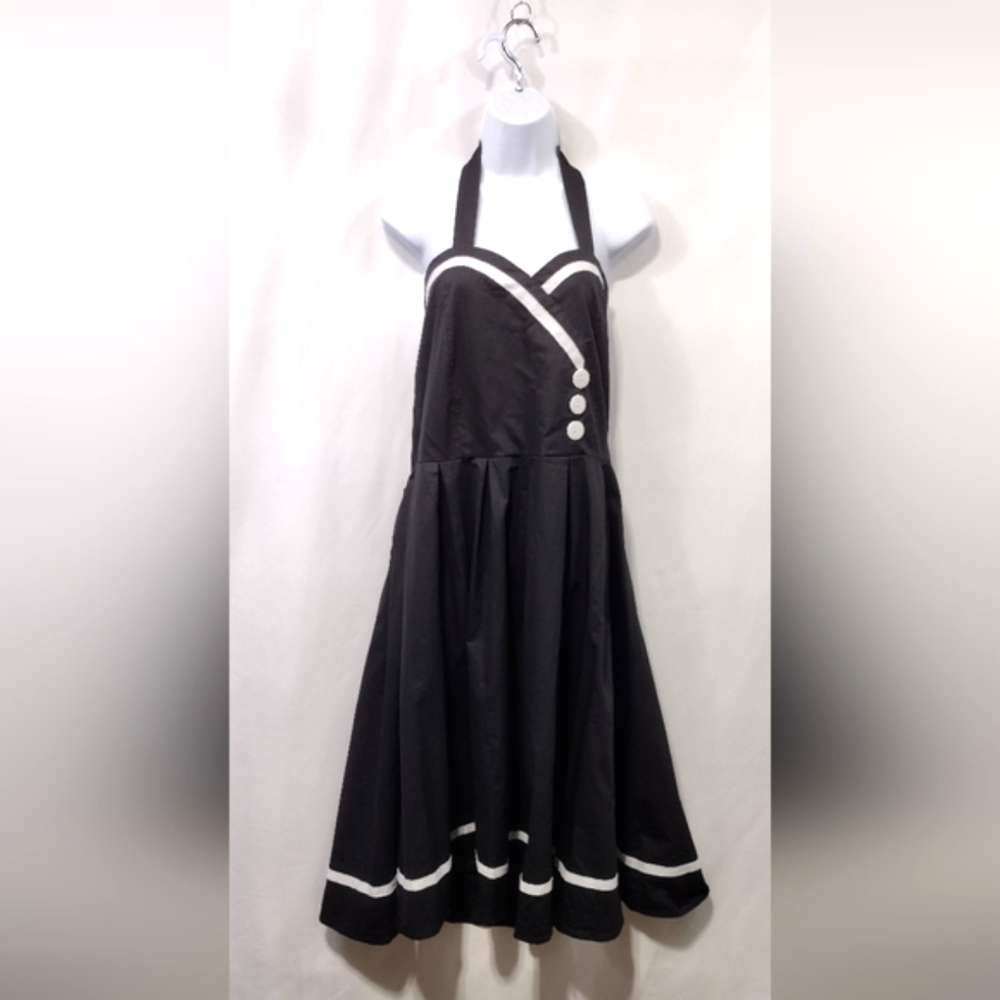 NWT Iwemek Halter Dress Women's XXL Black White Bobo Retro 90s Y2K